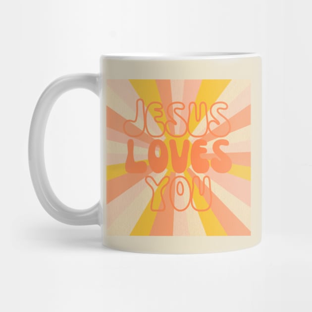 Jesus Loves You Retro Sunburst by Pacific Opal